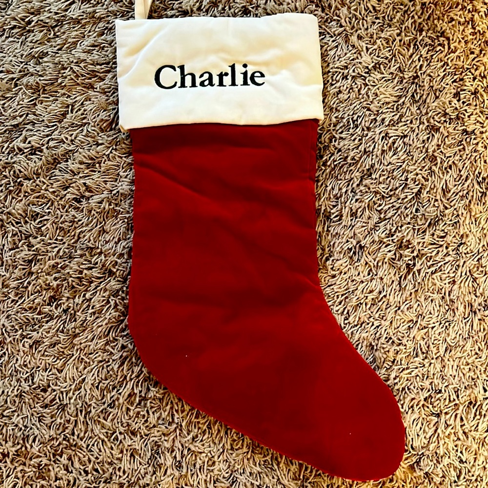 Pottery barn monogrammed “Charlie” stocking